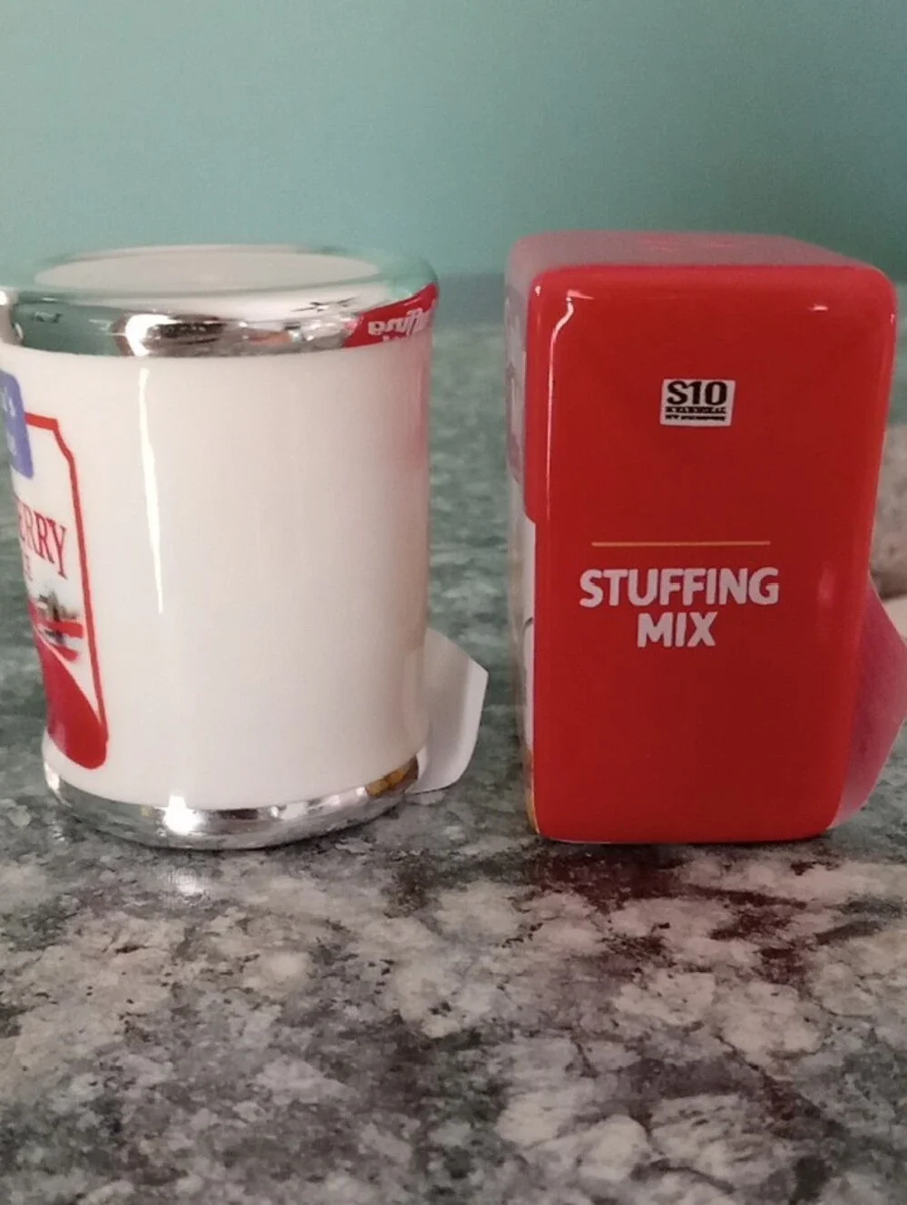 Cranberry Sauce & Stuffing Mix Salt and Pepper Shakers - Red and White